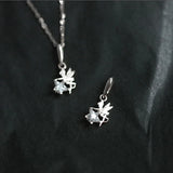 925 Silver Dance Elves Pendant Necklace Zirconia Star Creative Jewelry