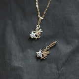 925 Silver Dance Elves Pendant Necklace Zirconia Star Creative Jewelry