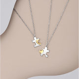 Genuine 925 Sterling Silver Soul Mate Couple Pendant Necklace