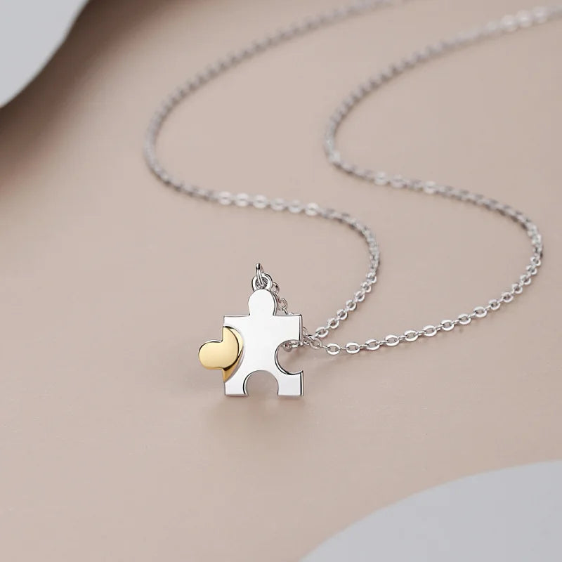 Genuine 925 Sterling Silver Soul Mate Couple Pendant Necklace