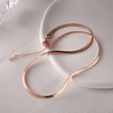 925 Sterling Silver Flat Snake Chain Choker Women Rose Wide Version Necklace