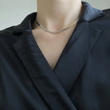 925 Sterling Silver Flat Snake Chain Choker Women Rose Wide Version Necklace