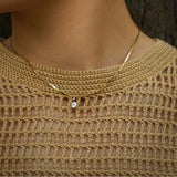 925 Silver Flat Snake Chain Zircon Pendant Necklace