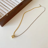 925 Silver Ball Pendant Necklace Two Asymmetry Bead Chain Jewelry