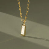 925 Silver Bricks Shape Pendant Necklace for Women Minimalist Jewelry