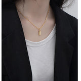 925 Silver Bricks Shape Pendant Necklace for Women Minimalist Jewelry