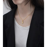 925 Silver Bricks Shape Pendant Necklace for Women Minimalist Jewelry