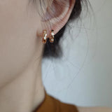 925 Silver Honeycomb Hoop Earrings Champagne Unique Jewelry
