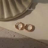 925 Silver Honeycomb Hoop Earrings Champagne Unique Jewelry