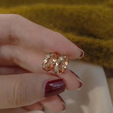925 Silver Honeycomb Hoop Earrings Champagne Unique Jewelry