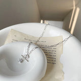 925 Silver O T Buckle Pendant Necklace Square Zircon Jewelry