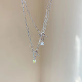 925 Silver O T Buckle Pendant Necklace Square Zircon Jewelry