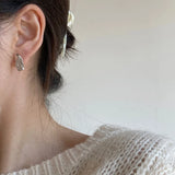 925 Silver Stud Earrings with Zircon Mosaic Texture