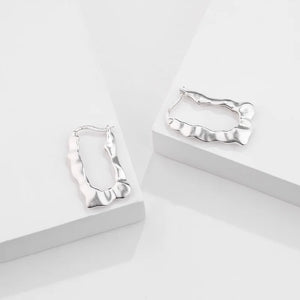 925 Silver Water Ripple Stud Earrings for Women Exaggerate Jewelry