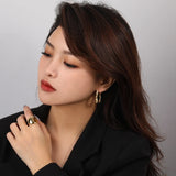 925 Silver Water Ripple Stud Earrings for Women Exaggerate Jewelry