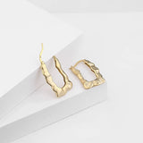 925 Silver Water Ripple Stud Earrings for Women Exaggerate Jewelry