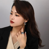925 Silver Water Ripple Stud Earrings for Women Exaggerate Jewelry
