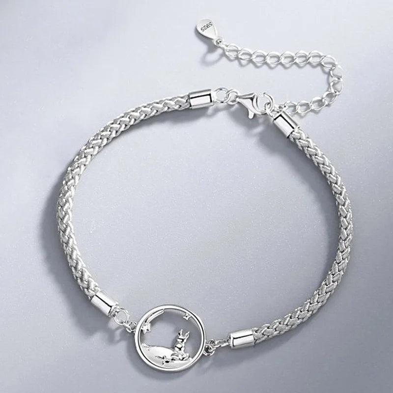 925 Silver Little Prince & The Fox Couple Bracelets for Women Men