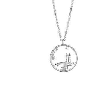 925 Silver Little Prince and Fox Couple Pendant Necklace Gift