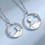 925 Silver Little Prince and Fox Couple Pendant Necklace Gift