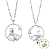 925 Silver Little Prince and Fox Couple Pendant Necklace Gift