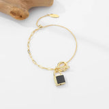 925 Sterling Silver Malachite Agate Lock Bracelets for Women
