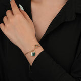 925 Sterling Silver Malachite Agate Lock Bracelets for Women