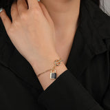 925 Sterling Silver Malachite Agate Lock Bracelets for Women