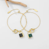 925 Sterling Silver Malachite Agate Lock Bracelets for Women