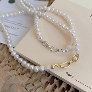 925 Silver Pearl Choker Necklace Elegant Women Jewelry