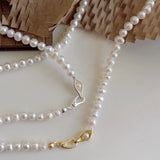 925 Silver Pearl Choker Necklace Elegant Women Jewelry