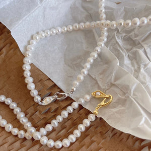 925 Silver Pearl Choker Necklace Elegant Women Jewelry
