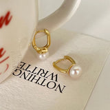Sterling Silver Freshwater Pearl Oval Stud Earrings for Women