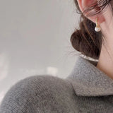 Sterling Silver Freshwater Pearl Oval Stud Earrings for Women