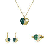 925 Silver Malachite Heart Pendant Necklace for Women