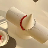 925 Sterling Silver Red Agate Bracelets for Women Minimalist Jewelry