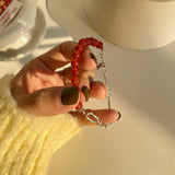 925 Sterling Silver Red Agate Bracelets for Women Minimalist Jewelry