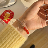 925 Sterling Silver Red Agate Bracelets for Women Minimalist Jewelry