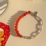 925 Sterling Silver Red Agate Bracelets for Women Minimalist Jewelry