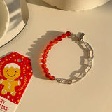 925 Sterling Silver Red Agate Bracelets for Women Minimalist Jewelry