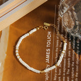 925 Sterling Silver Natural Shell Beaded Bracelet for Women