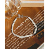 925 Sterling Silver Natural Shell Beaded Bracelet for Women