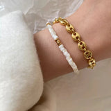 925 Sterling Silver Natural Shell Beaded Bracelet for Women