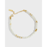 925 Sterling Silver Natural Shell Beaded Bracelet for Women