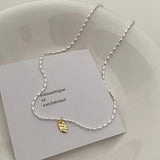925 Silver Olive Beads Letter Pendant Necklace for Women