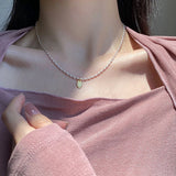 925 Silver Olive Beads Letter Pendant Necklace for Women
