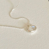 925 Silver Oval Chalcedony Pendant Necklace for Women