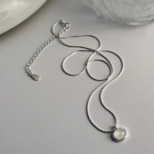 925 Silver Oval Chalcedony Pendant Necklace for Women