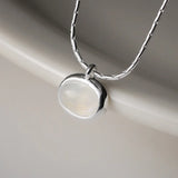 925 Silver Oval Chalcedony Pendant Necklace for Women