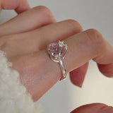 925 Silver Pink Zircon Heart Drop Earrings for Women